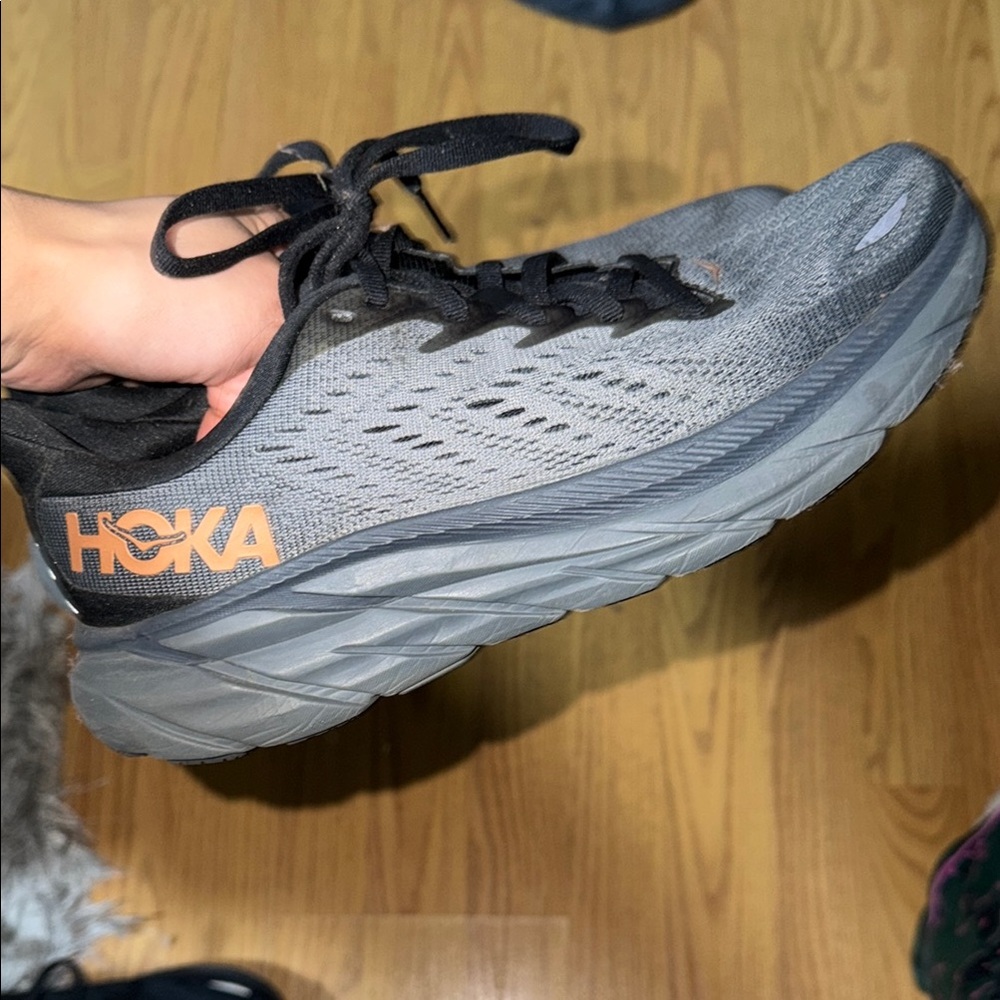 Hoka Gray and Black Athletic Shoes